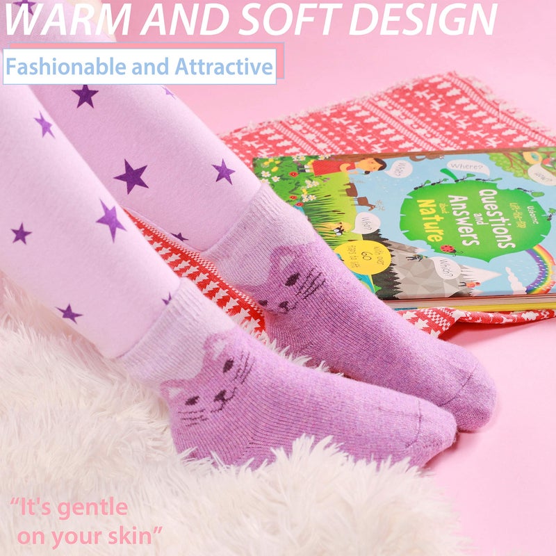 ANTSANG Kids Merino Wool Hiking Socks Toddlers Boys Girls Winter Warm Thick Thermal Crew Boot Heavy Cozy Snow Cabin Gift Snowboarding Socks 6 Pairs for Child(Cat,1-3Y) - Image 4